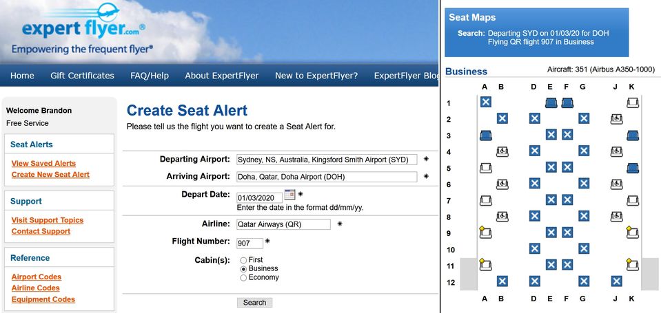 A free ExpertFlyer account can quickly check a seatmap for Qsuites.